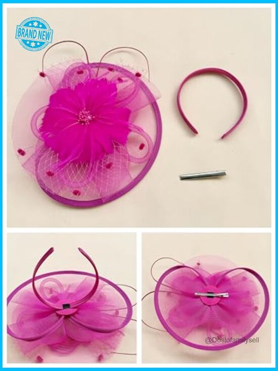 Vintage Feather Fascinator Hat with Headband and Clip for Tea Party main image 6